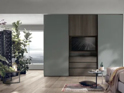 Armadio con anta scorrevole Gola in laccato basalto di Tomasella