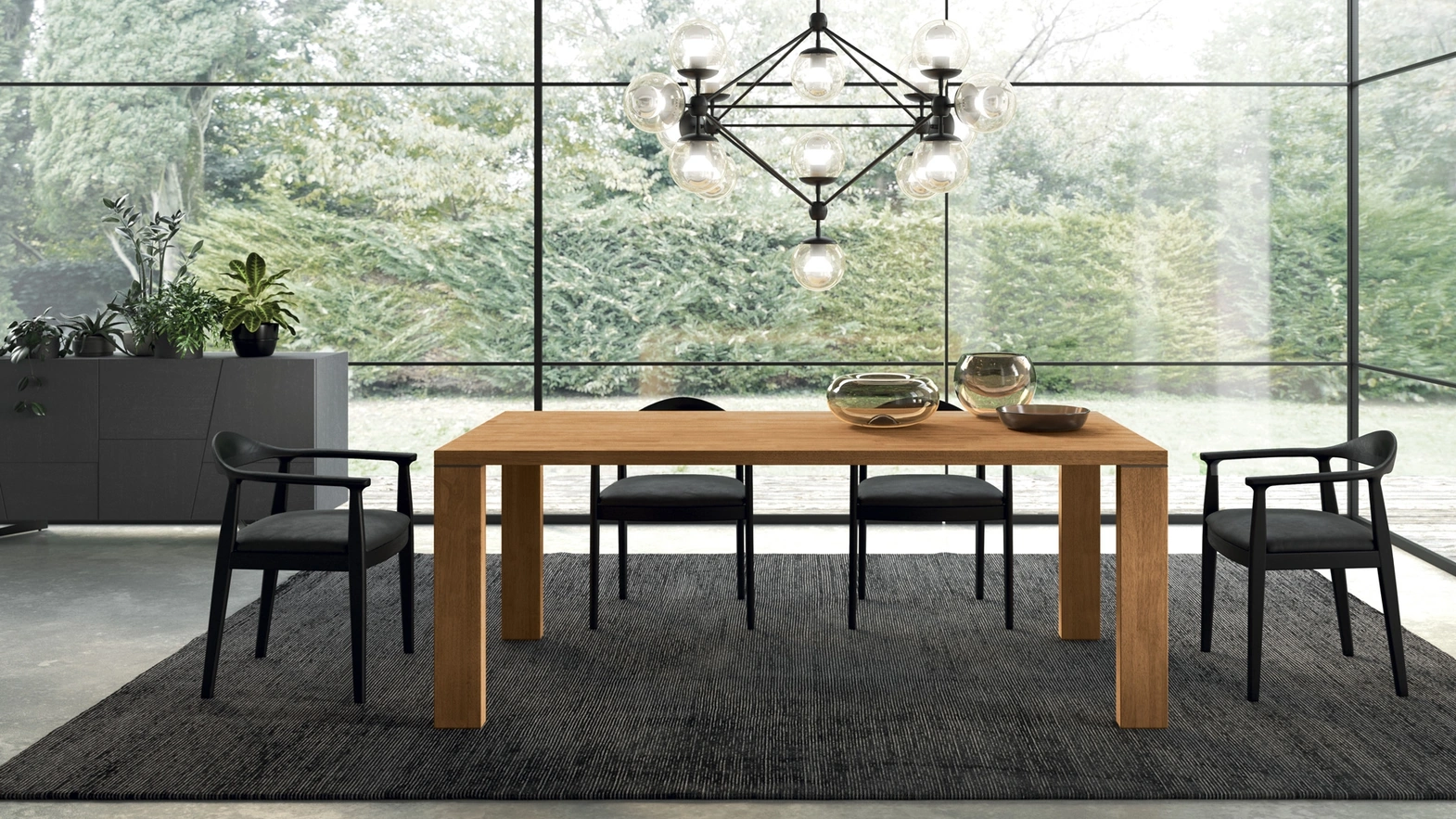 Tavolo in legno finitura Oak con profilo dritto Ego di FGF Mobili
