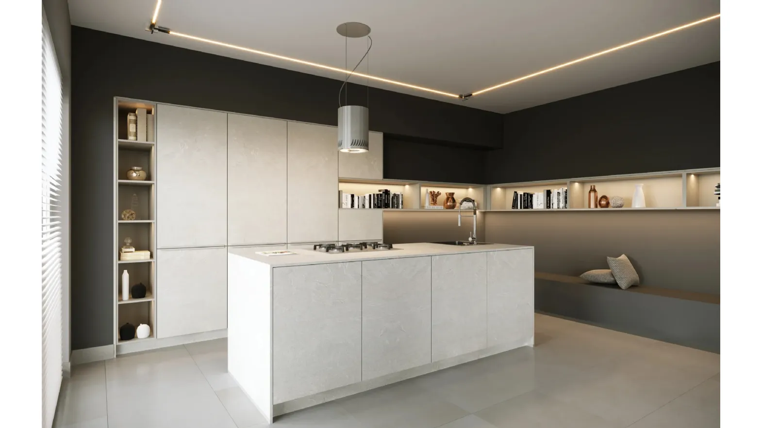Cucina Moderna con isola Arte Grigio Pietra di Life Cucine