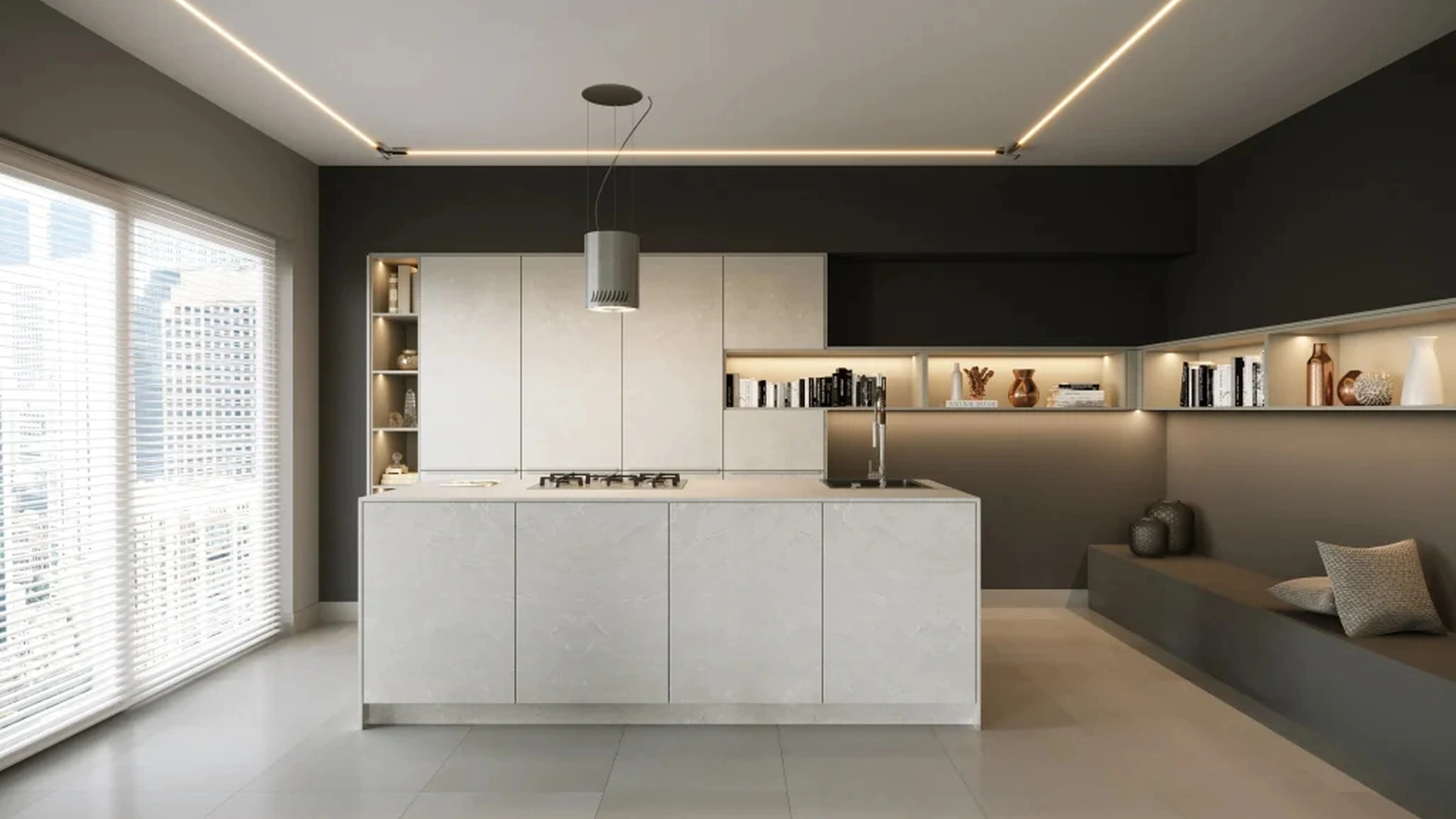 Cucina Moderna con isola Arte Grigio Pietra di Life Cucine