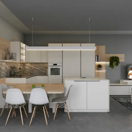 Cucina Moderna con penisola Bianca Alpino XL di Life Cucine