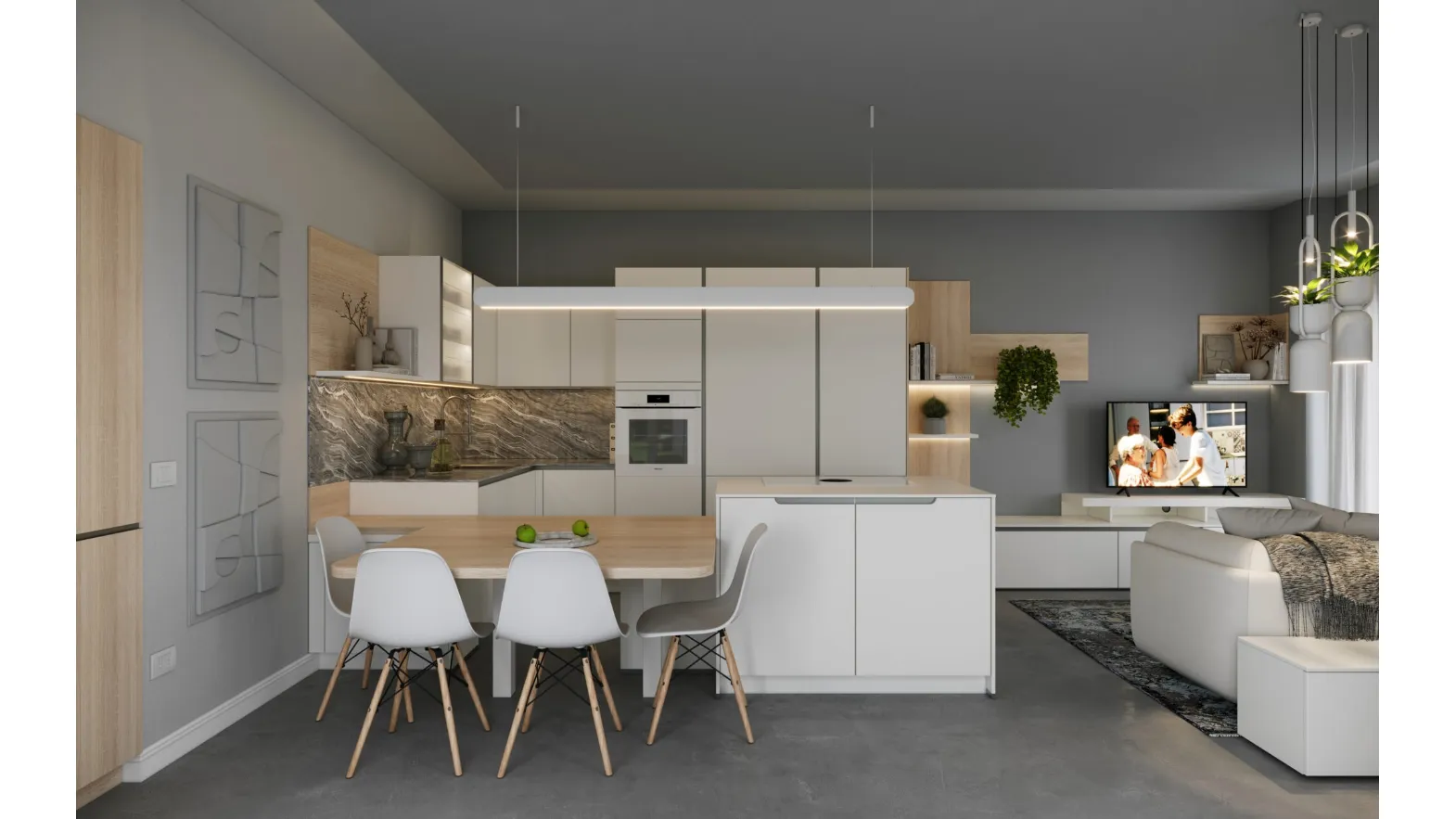 Cucina Moderna con penisola Bianca Alpino XL di Life Cucine