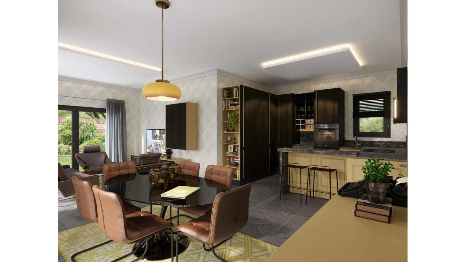 Cucina Moderna con penisola Coffee Vintage di Life Cucine