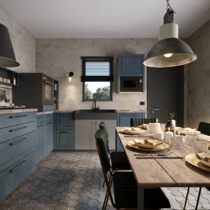 Cucina Moderna angolare Fiordo Industrial di Life Cucine