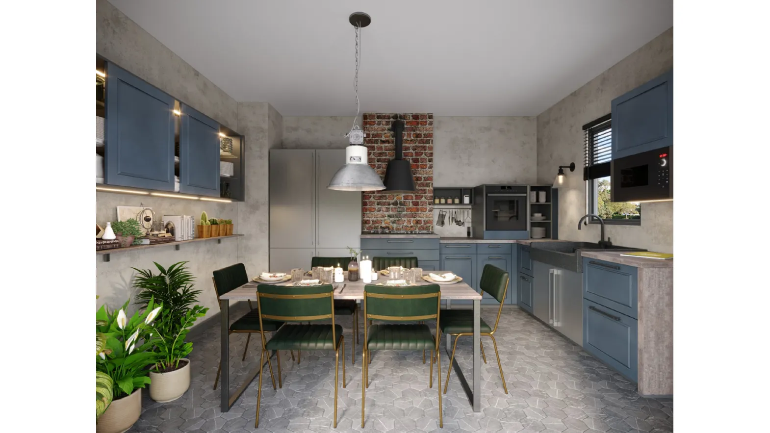 Cucina Moderna angolare Fiordo Industrial di Life Cucine