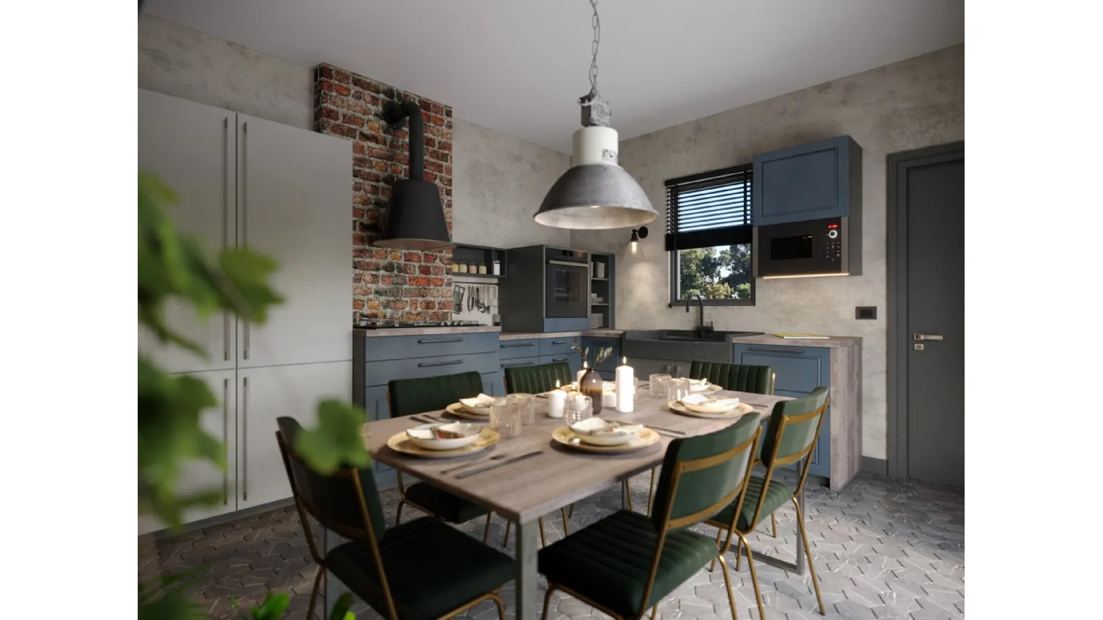 Cucina Moderna angolare Fiordo Industrial di Life Cucine