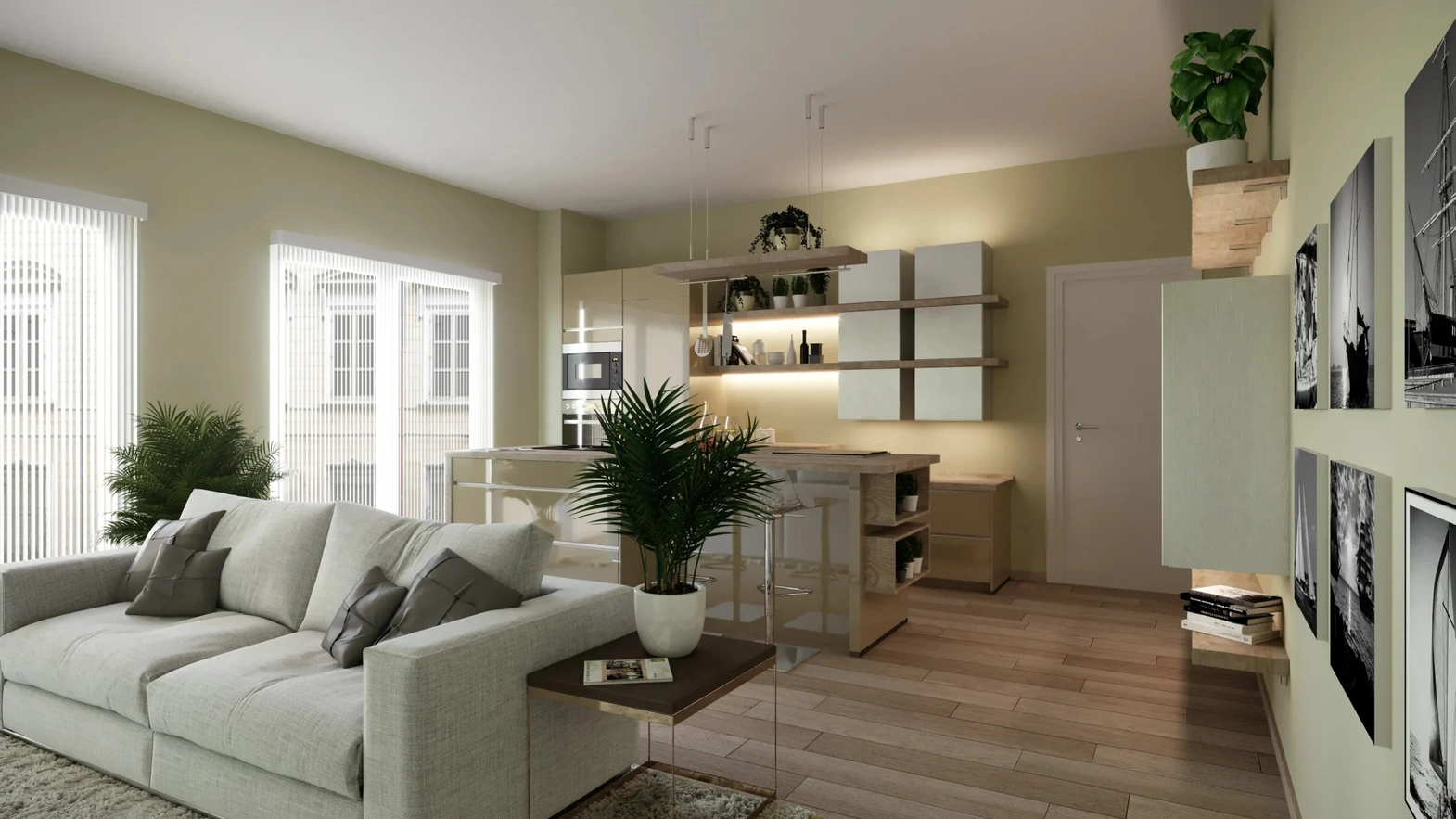Cucina Moderna con isola Luce Sabbia di Life Cucine