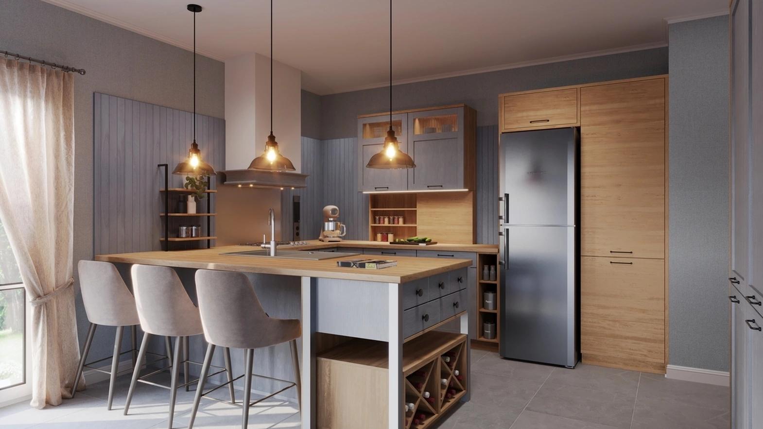 Cucina Moderna con penisola Quadra di Life Cucine