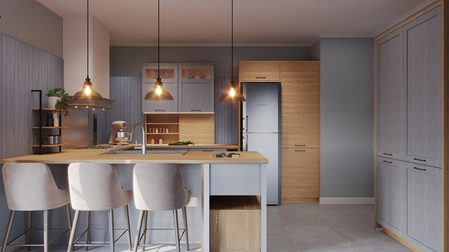 Cucina Moderna con penisola Quadra di Life Cucine