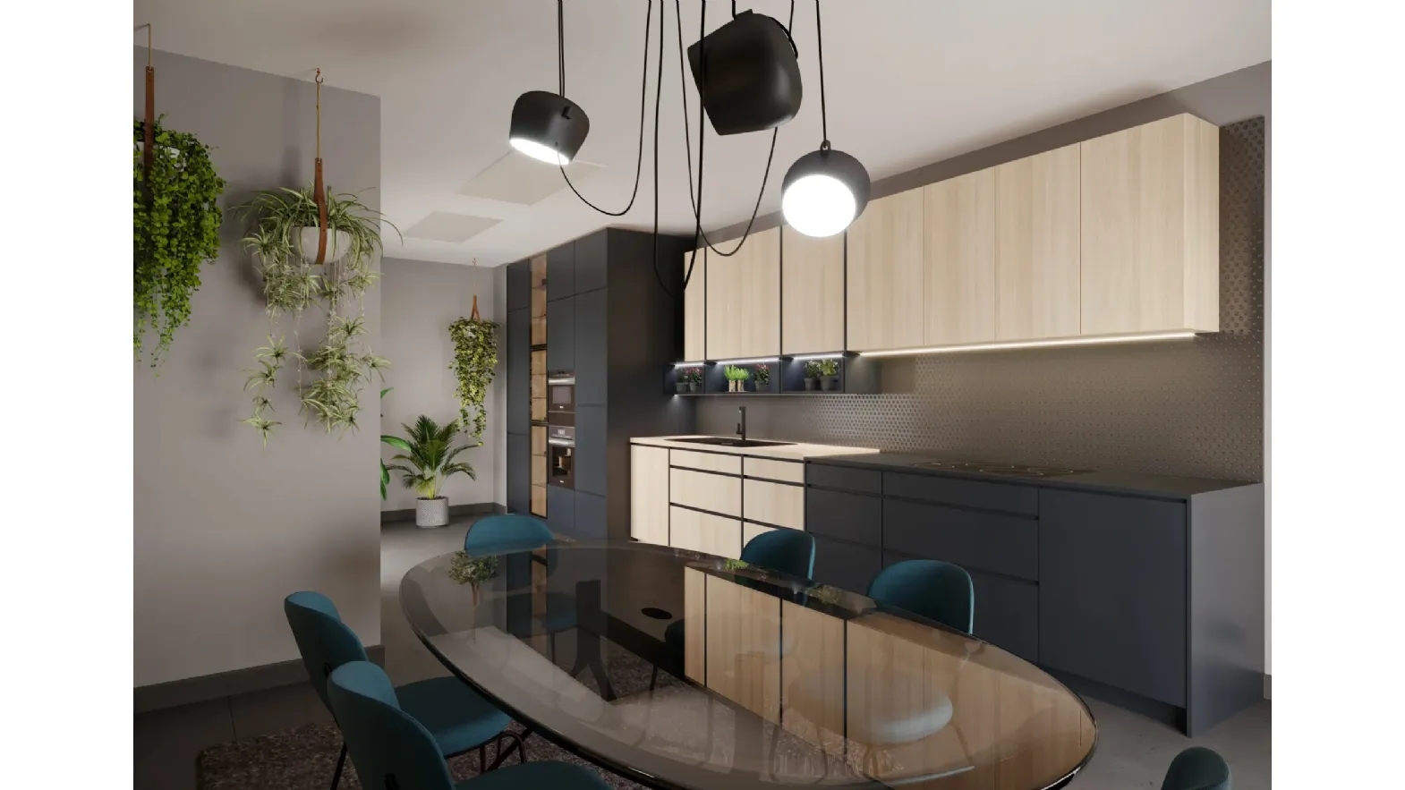 Cucina Moderna in linea Tatto Soft Antracite di Life Cucine