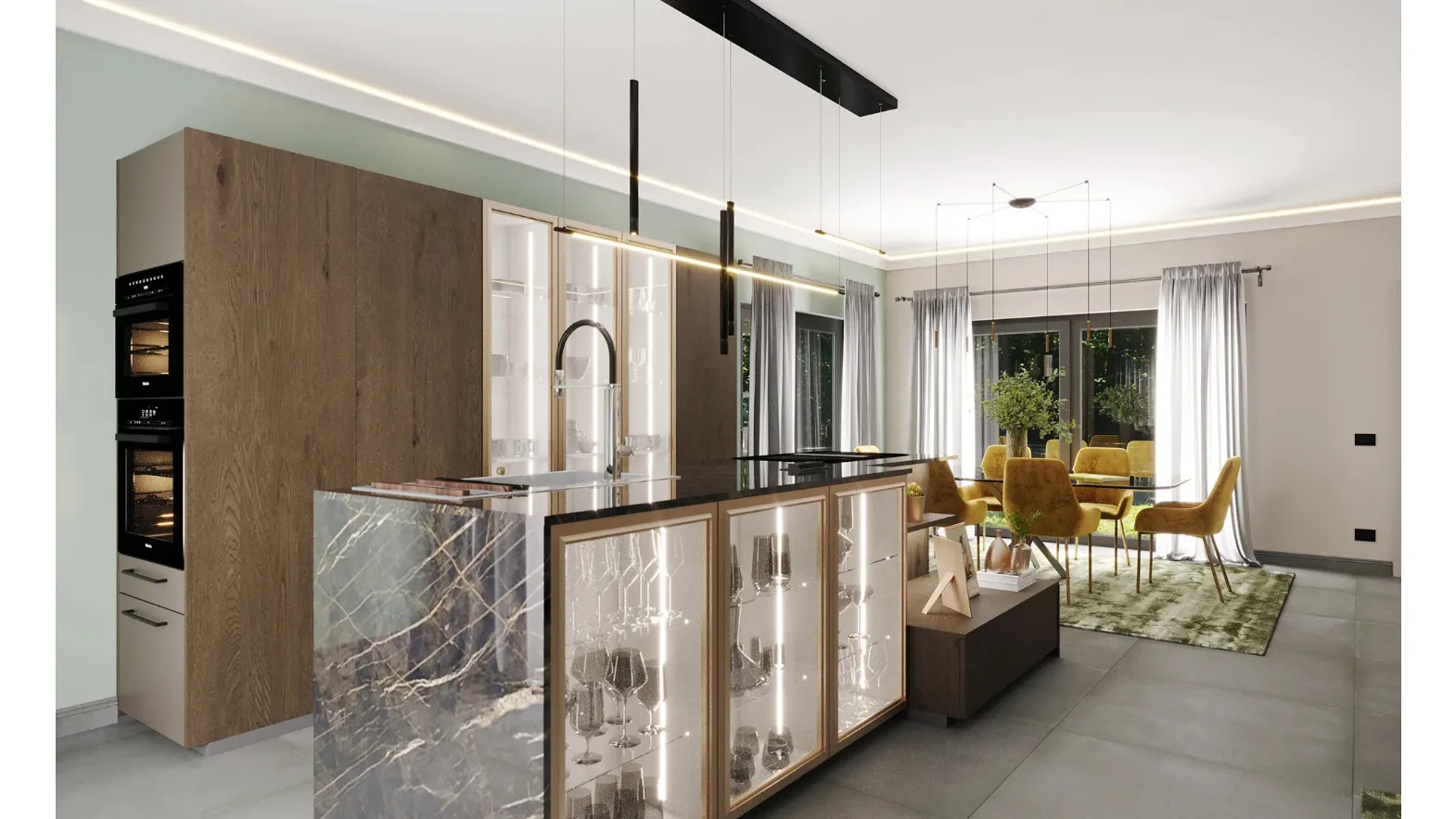 Cucina Moderna con isola Tavola di Life Cucine