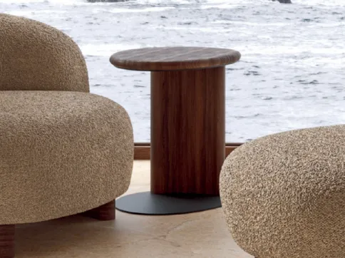 Tavolino in legno can base in metallo Drop di Nature Design