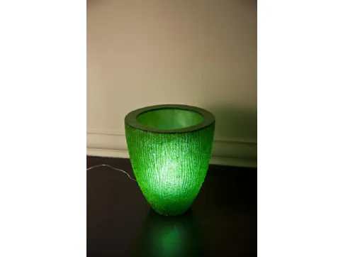 Vaso verde in resina con luce interna di Stones