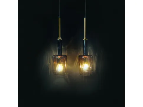 Lampada a sospensione Babylon in vetro di Murano color Oro di Adriani e Rossi