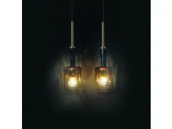 Lampada a sospensione Babylon in vetro di Murano color Oro di Adriani e Rossi