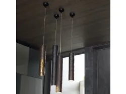 Lampada a sospensione in metallo bronzato Candle di Adriani e Rossi