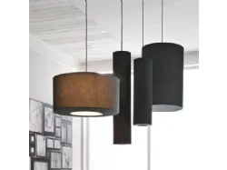 Lampada a sospensione di varie dimensioni in tessuto Tube di Adriani e Rossi