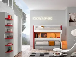 Cameretta per Ragazzi 925 a soppalco con secondo letto estraibile di Ferrimobili