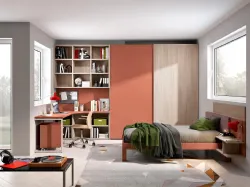 Cameretta moodbook 204 su misura in laccato e legno di Ferrimobili