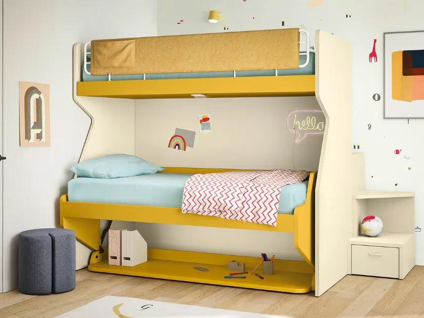 Cameretta salvaspazio con letti a castello Kids space 30 di Nidi