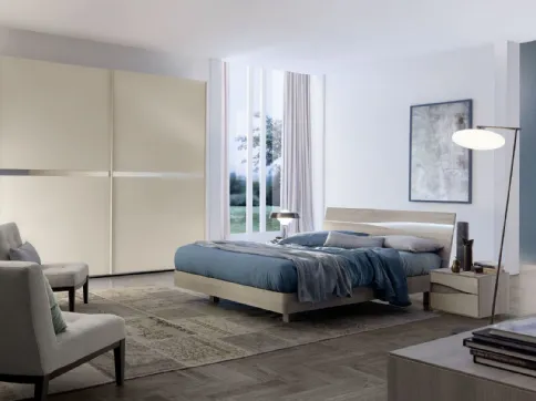 Comodino Infinity in laccato opaco beige e finitura olmo light Sirio di S75
