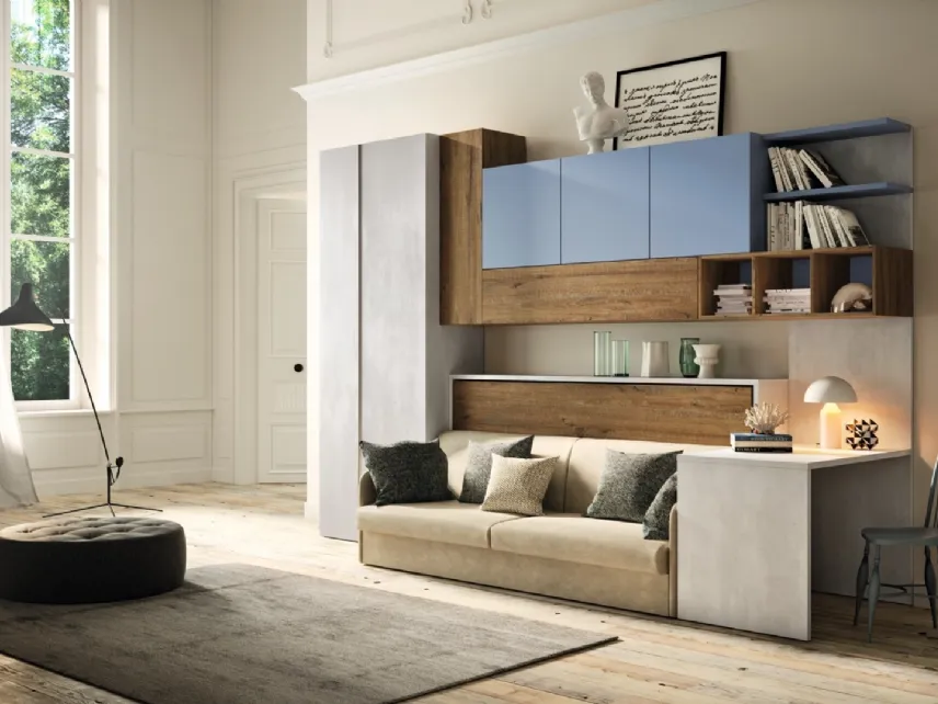 Letto a scomparsa chiuso con divano letto in tessuto Casanova 4021 di 2B Italia