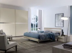 Letto con testiera in melaminico olmo light Infinity Sirio di S75