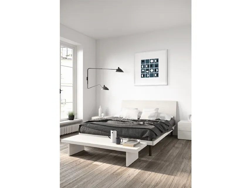 Letto con testiera Mostar in melaminico Olmo Shade di Cinquanta3