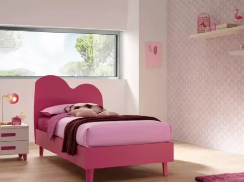 Letto singolo in laccato ciclamino SC105 di Moretti Compact