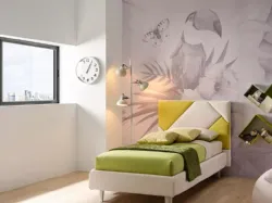 Letto singolo con testiera trapuntata e imbottita SC202 di Moretti Compact