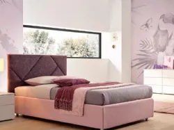 Letto a una piazza e mezza in tessuto con testiera SC213 di Moretti Compact