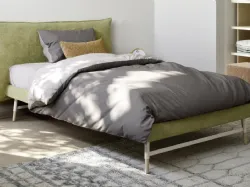 Letto singolo Pillow in tessuto con grande testiera imbottita di Nidi