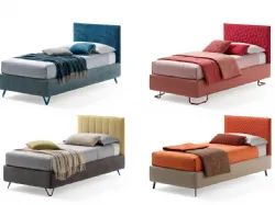 Letto singolo in tessuto imbottito con struttura in metallo Twist di Bside