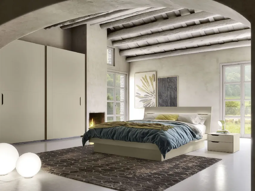 Letto matrimoniale in laccato opaco con testiera illuminata a Led Street Led di S75