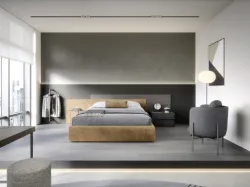 Letto di design Testiera Time in tessuto di Novamobili