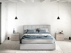 Letto con testiera in tessuto imbottito e trapuntato York di Cinquanta3