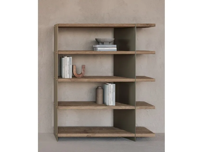 Libreria in legno secolare con struttura in metallo Graft di Nature Design