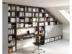 Libreria Living 72D in legno composta da vani a giorno e ante in materico finitura cemento di Ferrimobili
