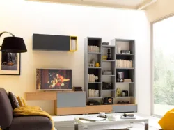 Libreria sospesa in laccato grigio LV105 di Moretti Compact