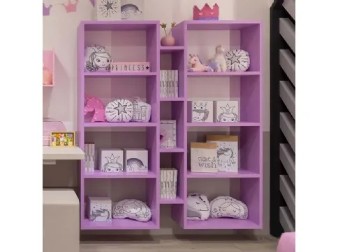 Libreria sospesa in laccato lilla Outline MC034 di Moretti Compact