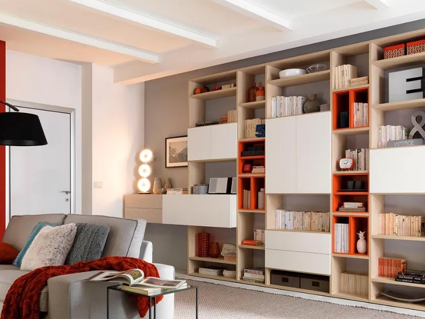Libreria in melaminico larice e frassino LV117 di Moretti Compact