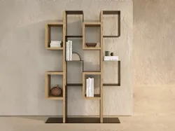 Libreria a muro Gemini in legno secolare e metallo di Nature Design