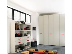 Libreria in melaminico Quarzo con maniglie in laccato Ciliegia NC308 Moretti Compact