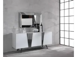 Madia Ginger 02 in melaminico bianco con inserti specchiati di Stones