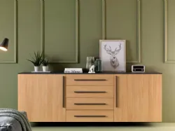 Madia dal design decorativo elegante con struttura laccata grafite LV203 di Moretti Compact