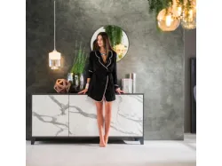 Madia Rea con struttura in melaminico color antracite e ante in HPL Grigio marmo Calacatta di Stones
