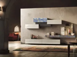 Parete Attrezzata Club Decor 6020 con decoro provenzale a piastrelle di 2B Italia