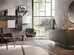 Parete Attrezzata sospesa Club Decor 6006 con ante decorate di 2B Italia