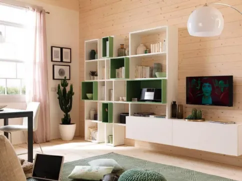 Parete attrezzata con libreria, LV102 di Moretti Compact