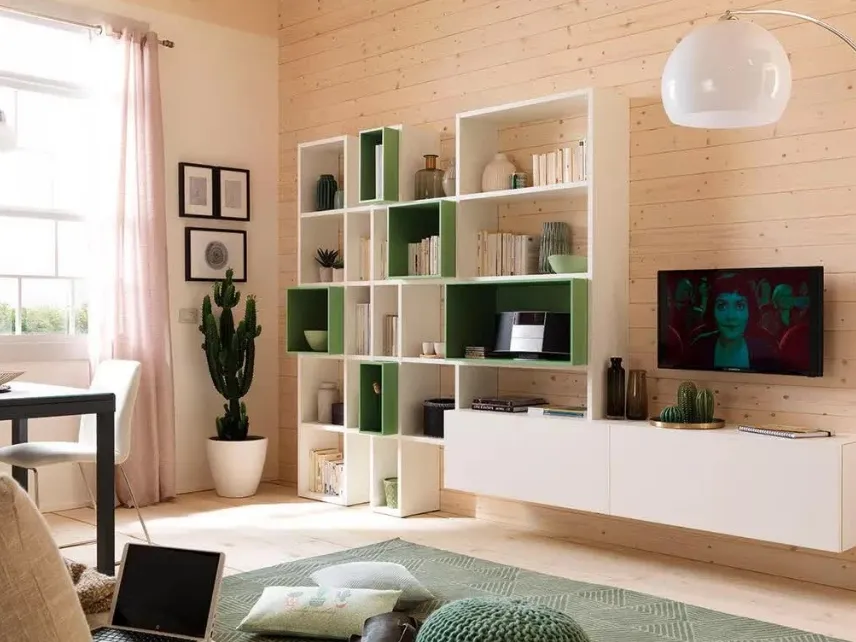 Parete attrezzata con libreria, LV102 di Moretti Compact